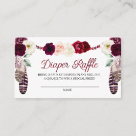 Boho Burgundy Diaper Raffle Enclosure Card Informatiekaartje