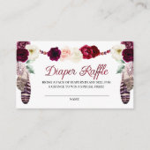 Boho Burgundy Diaper Raffle Enclosure Card Informatiekaartje (Voorkant)