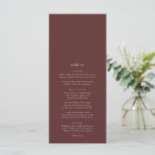 Boho Burgundy Elegant Minimalist Wedding Menu (Staand voorkant)