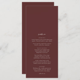 Boho Burgundy Elegant Minimalist Wedding Menu