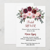 Boho Burgundy en Blush Floral Vrijgezellenfeest Kaart (Voorkant / Achterkant)