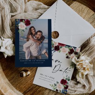 Boho Burgundy en Blush Save the Date Invitation Kaart
