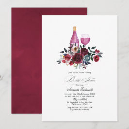 Boho Burgundy en Navy Vrijgezellenfeest Wine Tasti Kaart