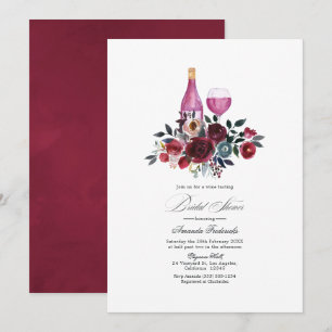 Boho Burgundy en Navy Vrijgezellenfeest Wine Tasti Kaart