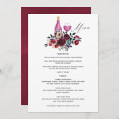 Boho Burgundy en Navy Vrijgezellenfeest Wine Tasti Menu (Voorkant / Achterkant)