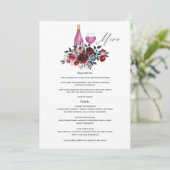 Boho Burgundy en Navy Vrijgezellenfeest Wine Tasti Menu (Staand voorkant)