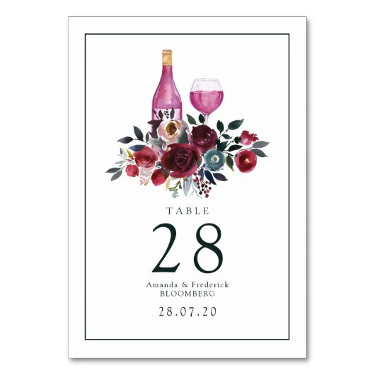 Boho Burgundy en Navy Wine Tasting Kaart (Voorkant)