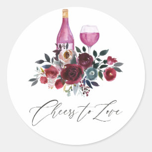 Boho Burgundy en Navy Wine Tasting Ronde Sticker