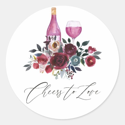 Boho Burgundy en Navy Wine Tasting Ronde Sticker (Voorkant)