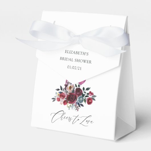 Boho Burgundy en Navy Wine Tasting Vrijgezellenfee Bedankdoosjes (Voorkant Zijde)