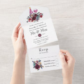 Boho Burgundy en Navy Wine Tasting Weddenschap All In One Uitnodiging (Afscheurbaar)