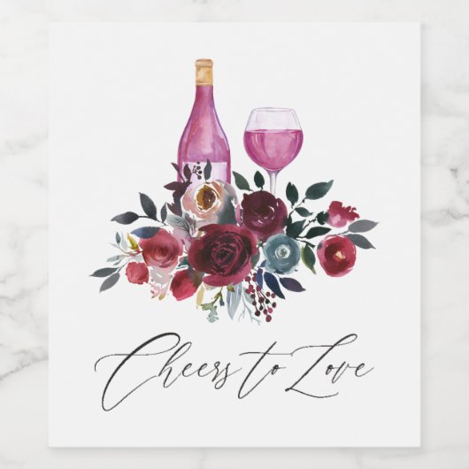 Boho Burgundy en Navy Wine Tasting Wijn Etiket (Enkel label)