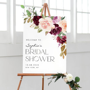 Boho Burgundy en Peach Flowers Herfst Vrijgezellen Poster