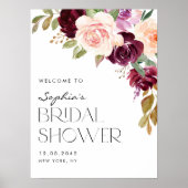 Boho Burgundy en Peach Flowers Herfst Vrijgezellen Poster (Voorkant)