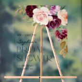 Boho Burgundy en Perzikbloemen Bruiloft Bruidsmeis Acryl Bord (Neutraal)