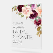 Boho Burgundy en Perzikbloemen Bruiloft Bruidsmeis Acryl Bord (Hoek)