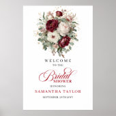 Boho Burgundy Eucalyptus Bruiloft Feest Begroeting Poster (Voorkant)