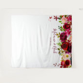 Boho Burgundy Floral bruiloft foto achtergrond Wandkleed (Voorkant (horizontaal))