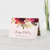 Boho Burgundy Floral | Gelukkige verjaardag Kaart (Voorkant)