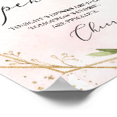 Boho burgundy floral gold bruiloft open bar bord poster (Hoek)