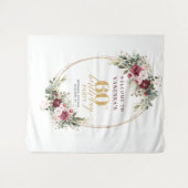 Boho Burgundy Floral Gold Frame 60th Birthday  Wandkleed (Voorkant (horizontaal))