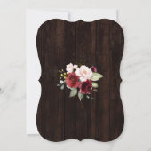 Boho Burgundy Floral Lace Handwriting Wedding Kaart (Achterkant)