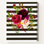 Boho Burgundy Floral Notes met Stripes Notitieboek (Achterkant)