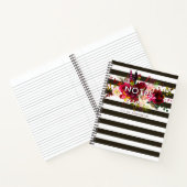 Boho Burgundy Floral Notes met Stripes Notitieboek (Binnen)