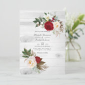 Boho Burgundy Floral QR Code RSVP Bohemian Wedding Kaart (Staand voorkant)