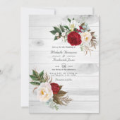 Boho Burgundy Floral QR Code RSVP Bohemian Wedding Kaart (Voorkant)