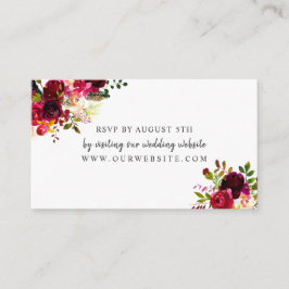 Boho Burgundy Floral rsvp Informatiekaartje