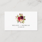 Boho Burgundy Floral rsvp Informatiekaartje (Achterkant)