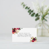 Boho Burgundy Floral rsvp Informatiekaartje (Staand voorkant)
