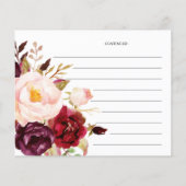 Boho Burgundy Floral Vrijgezellenfeest Recipe Kaar (Achterkant)