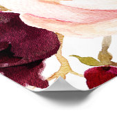 Boho Burgundy Floral Vrijgezellenfeest Welkomsttek Poster (Hoek)