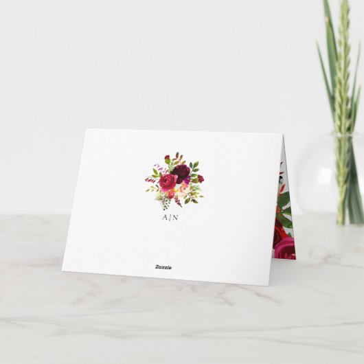 Boho Burgundy | Floral Wedding Bedankt (Achterkant)