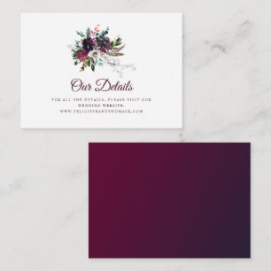 Boho Burgundy Floral Wedding Details Informatiekaartje