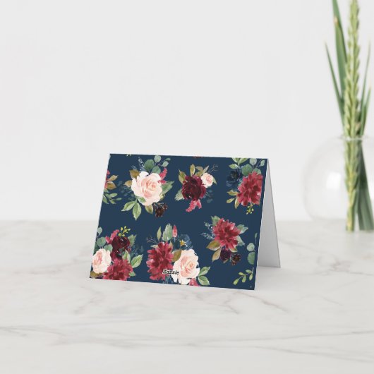 Boho Burgundy Floral Wedding Hartelijk dank Bedankkaart (Achterkant)