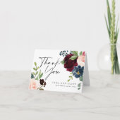 Boho Burgundy Floral Wedding Hartelijk dank Bedankkaart (Voorkant)