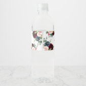 Boho Burgundy Floral Wedding Water Fles Label Waterfles Etiket (Achterkant)