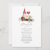 Boho Burgundy Floral Wine Celebration of Life Kaart (Voorkant)