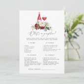 Boho Burgundy Floral Wine Tasting Vrijgezellenfees Kaart (Staand voorkant)