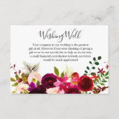 Boho Burgundy Flowers Spring Weddenschap Informatiekaartje (Voorkant)