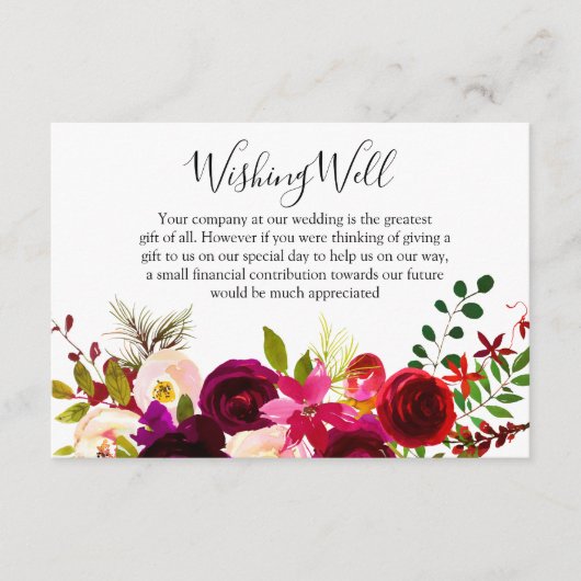 Boho Burgundy Flowers Spring Weddenschap Informatiekaartje (Voorkant)