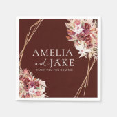 Boho Burgundy & Gold Frame Wedding  Servet (Voorkant)