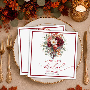 Boho Burgundy Goud Bloemrijke groene bruidsdouche Servet