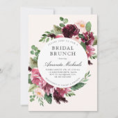 Boho Burgundy Greenery Floral Bridal Brunch Shower Kaart (Voorkant)