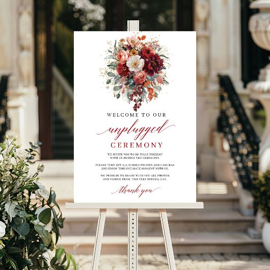 Boho Burgundy Groenery Onthoud uw Telefoon Bord Poster