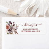 Boho Burgundy herfst floral bruiloft Label (Insitu)