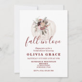 Boho Burgundy herfst floral Pumpkin Vrijgezellenfe Kaart (Voorkant)